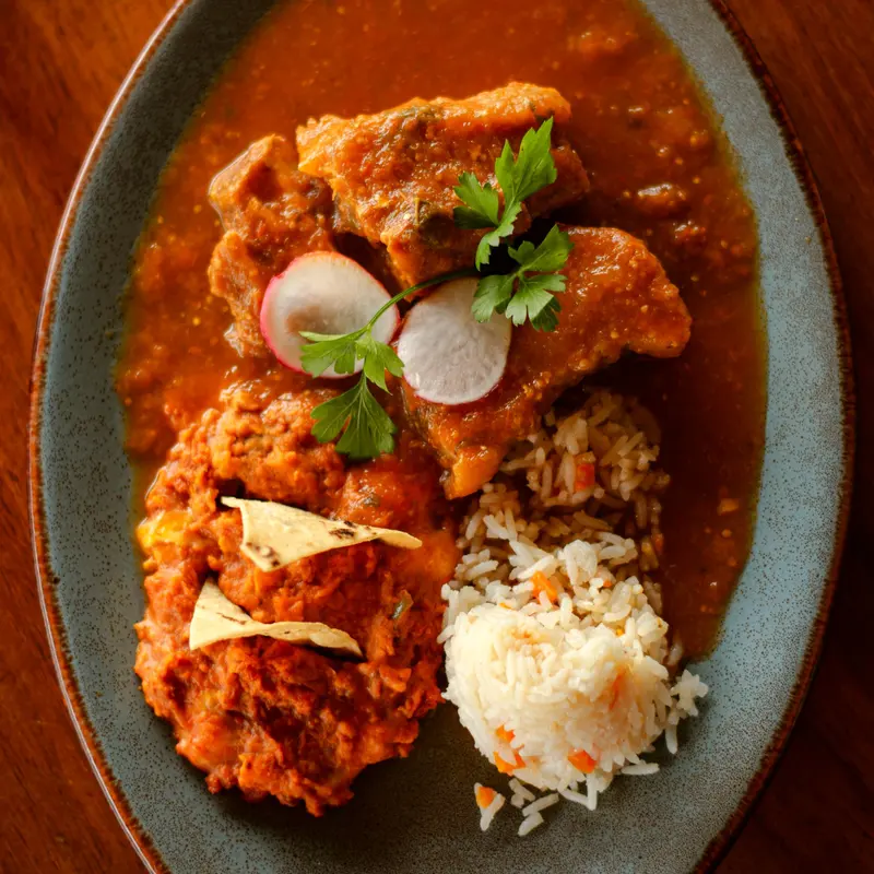 Asado rojo de puerco con arroz